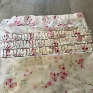 Simply Shabby Chic Pink Floral Rose Ruffle Cotton Shower Curtain White Cottage